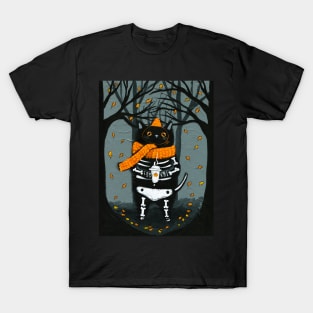 Halloween Vibes Skellie Cat T-Shirt